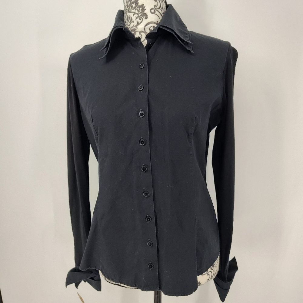 Anne Fontaine Elegant Black Button-Down Shirt Women's Size 42, US Large